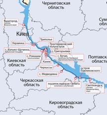 карта сплава по Днепру на байдарке